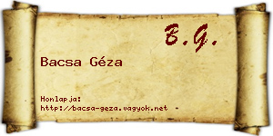Bacsa Géza névjegykártya
